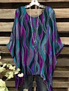 Women's Art Abstract Irregular Wave Print Casual Top