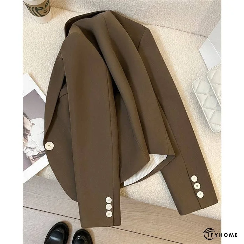 Stylish Short Brown Blazer Jacket | IFYHOME