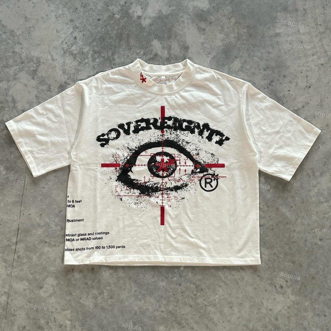 Unisex Eye Printed Short Sleeve Cropped T-Shirt