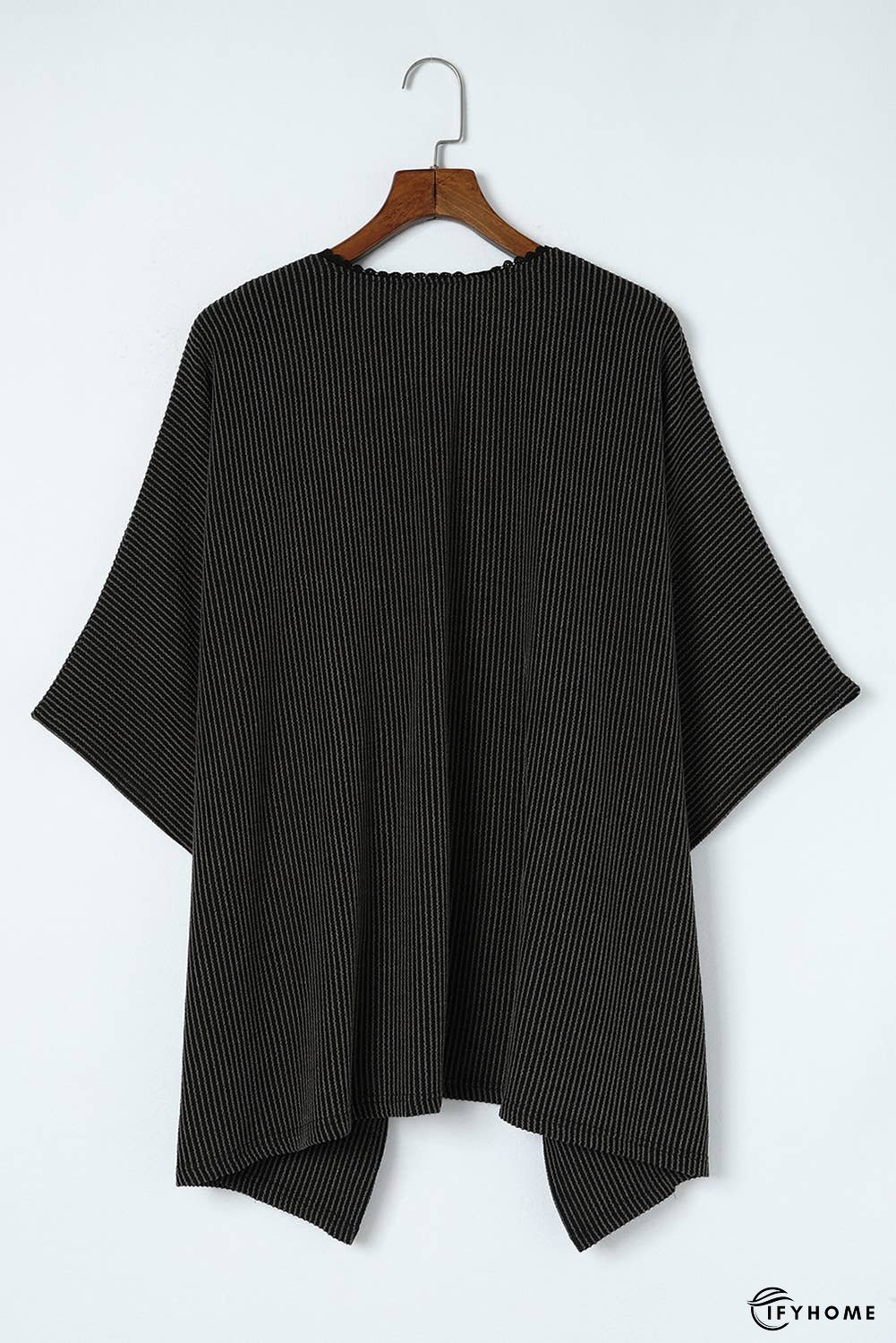 Lace Trim Ribbed Oversize Kimono | IFYHOME