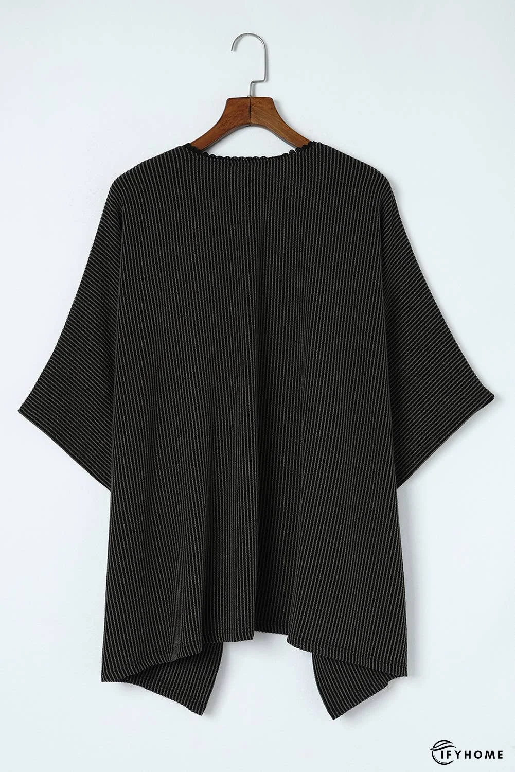 Lace Trim Ribbed Oversize Kimono | IFYHOME