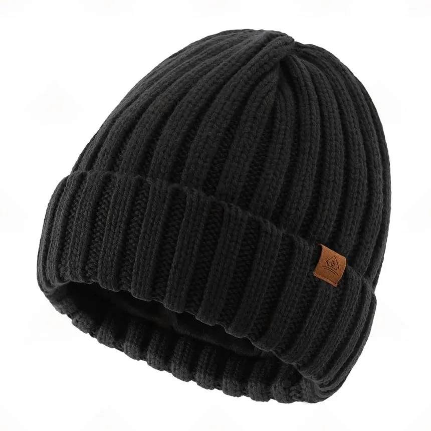 Home Prefer Mens Winter Hat Wool Fleece Lined Knit Beanie Hat Warm Stocking Caps