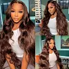 Brown Long Hair Brazilian Body Wavy Wigs