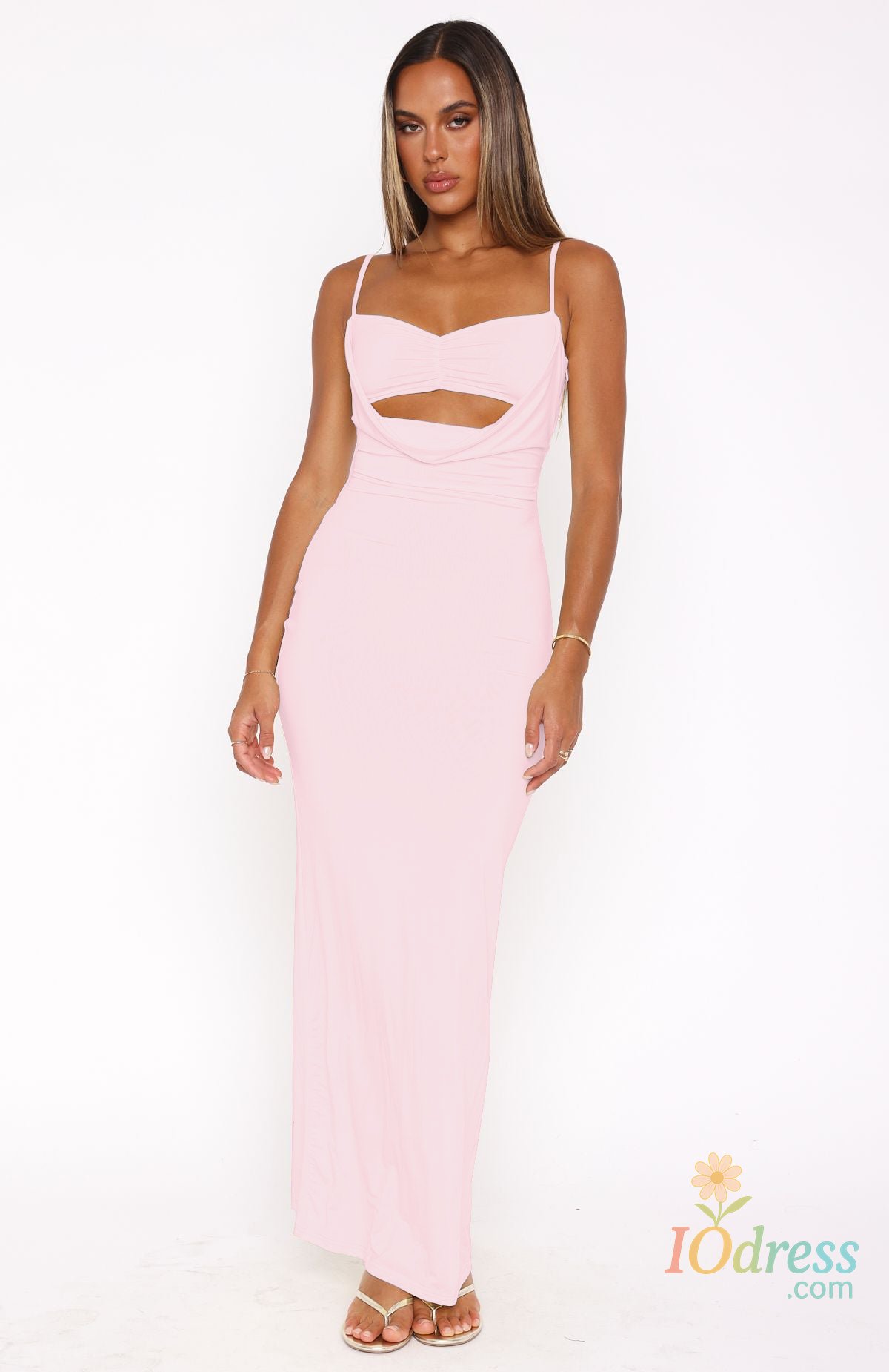 IO Dress Women Slip Dress, Spaghetti Straps Backless Solid Hollowed Summer Long Dress for Cocktail Party IO Dress