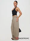 Paltrow Mid Rise Wide Leg Cargo Jeans Washed Brown