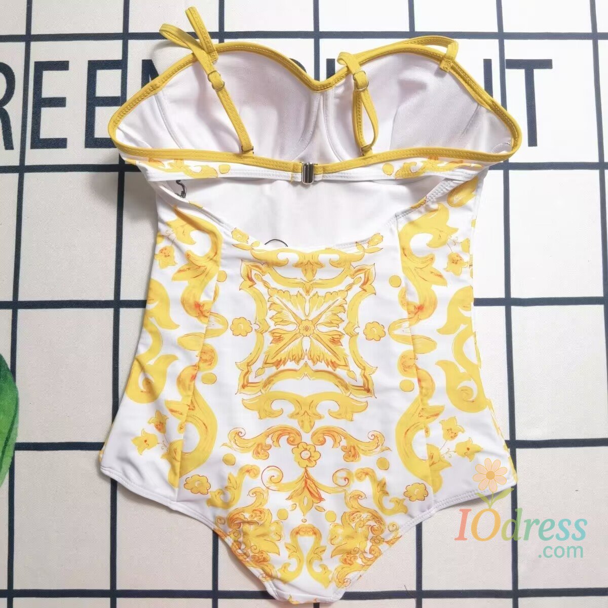 IO Dress 2024 new design Sexy One Piece Swimwear for Woman flower Printing lady swimsuit Beach Style popular woman swimsuit golden