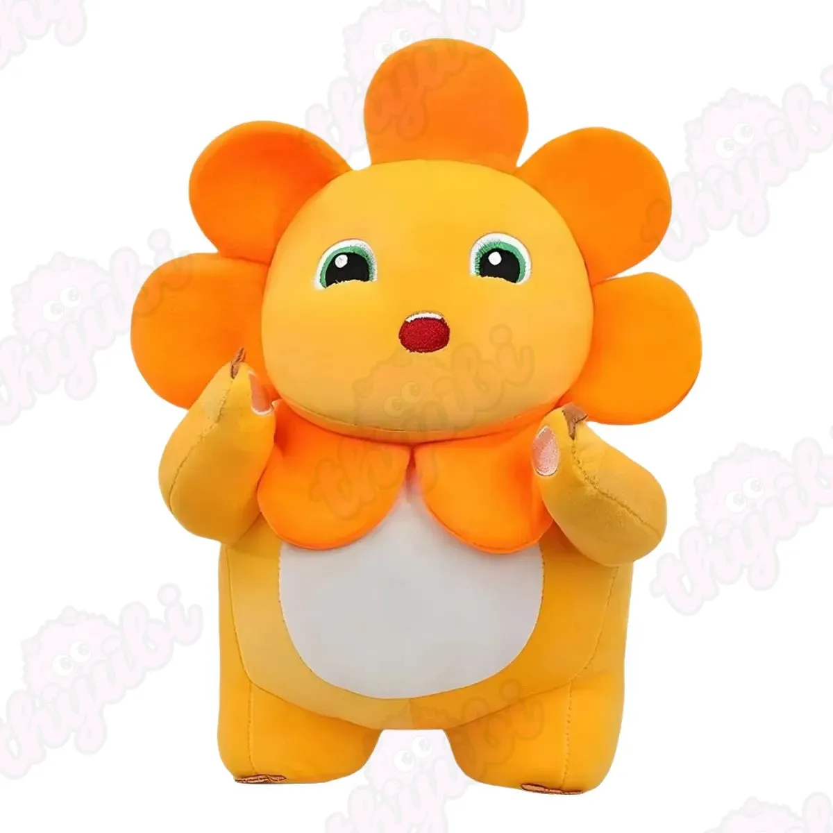 Yellow Dinosaur 35cm Cute Sunflower Plush Toy Soft Dino Stuffed Animal - thyubioffcial