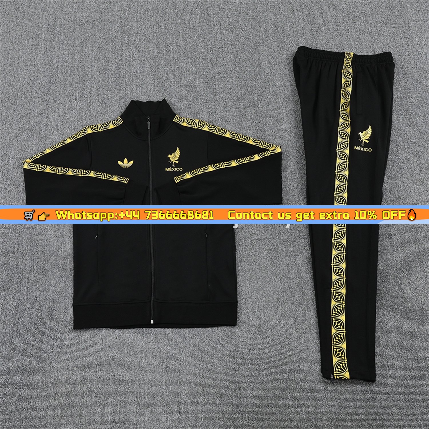 Kids Mexico 2025 Gold Cup Kids Jacket Training Tracksuit - Black Top & Pants