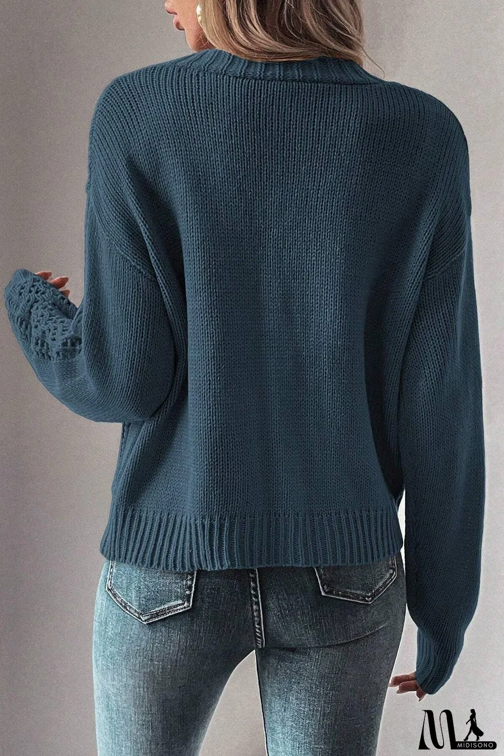Open Knit Drop Shoulder Sweater Cardigan