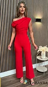 Nisha Red Sleeveless Cowl Neck Jumpsuit