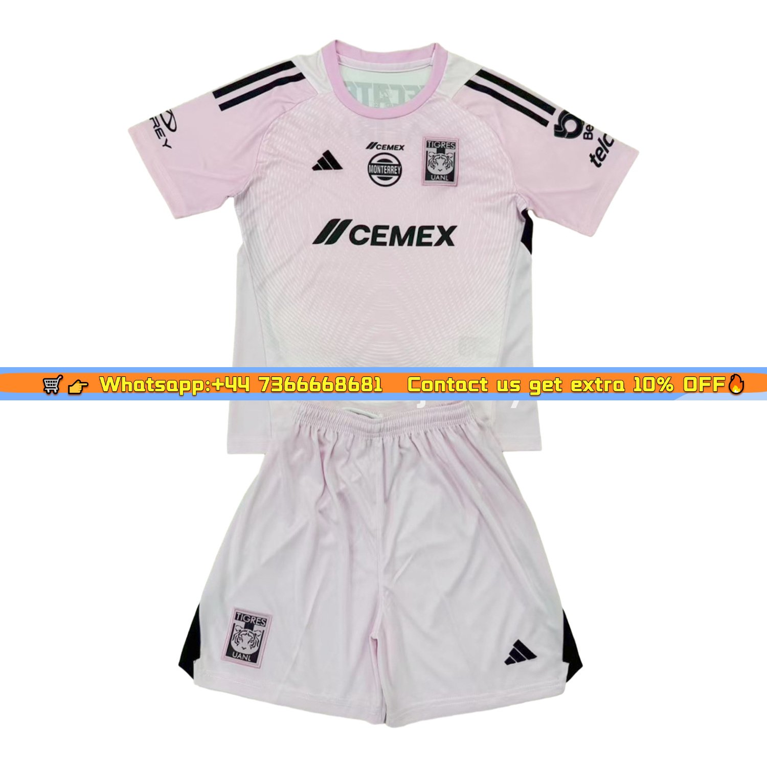 Tigres UANL 25-26 Light Pink Goalkeeper Men's Adult Jersey Set - Fans Version