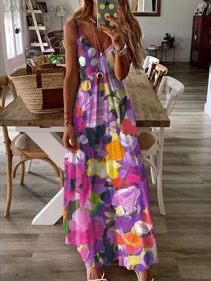 Women's Floral Print Casual Sleeveless Dress