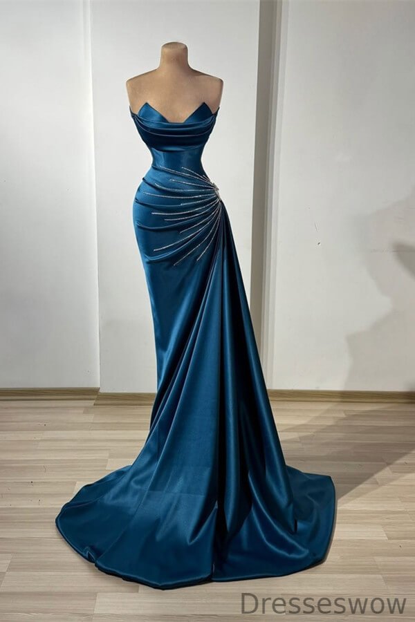 Dresseswow Ink Blue Sweetheart Sleeveless Mermaid Ball Dress With Beads Online