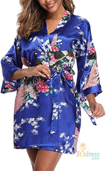 IO Dress Satin Silk Women Wedding Bridemaid Robe Sexy Crane Print Bathrobe Short Long Kimono Night Gown Robe Fashion Dressing Gown Female