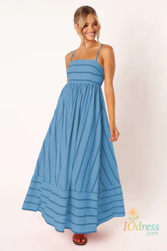 IO Dress Spring and summer striped camisole backless large swing new style dress women's collarless sleeveless oversized swing dress 2024 IO Dress