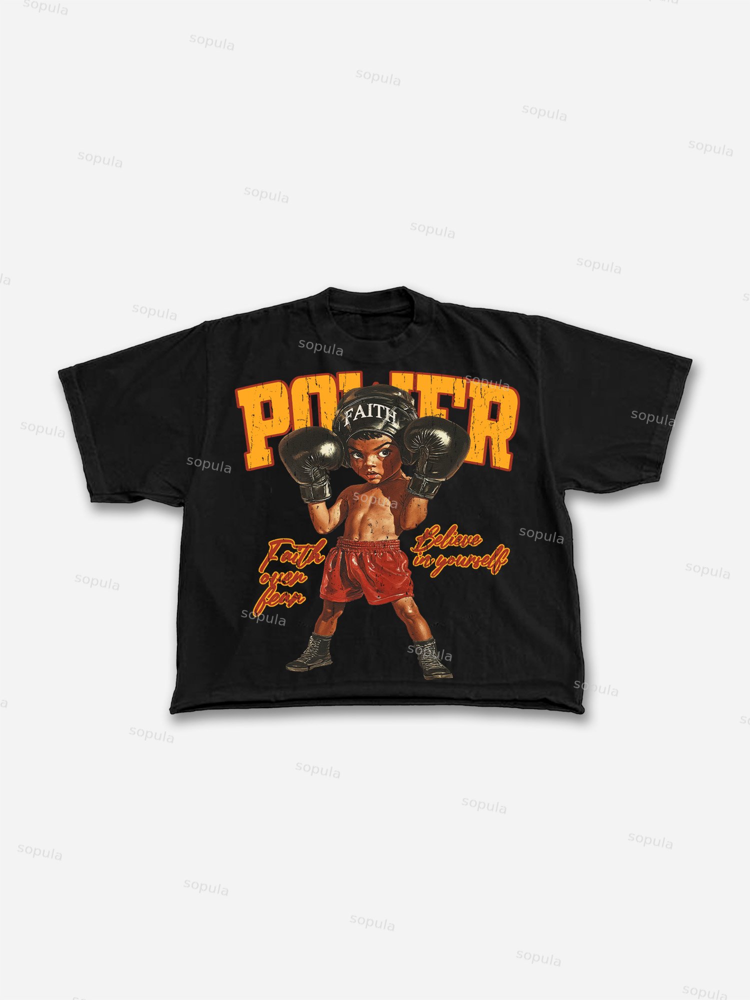 Boxer Boys Graphic Print Cropped T-shirt