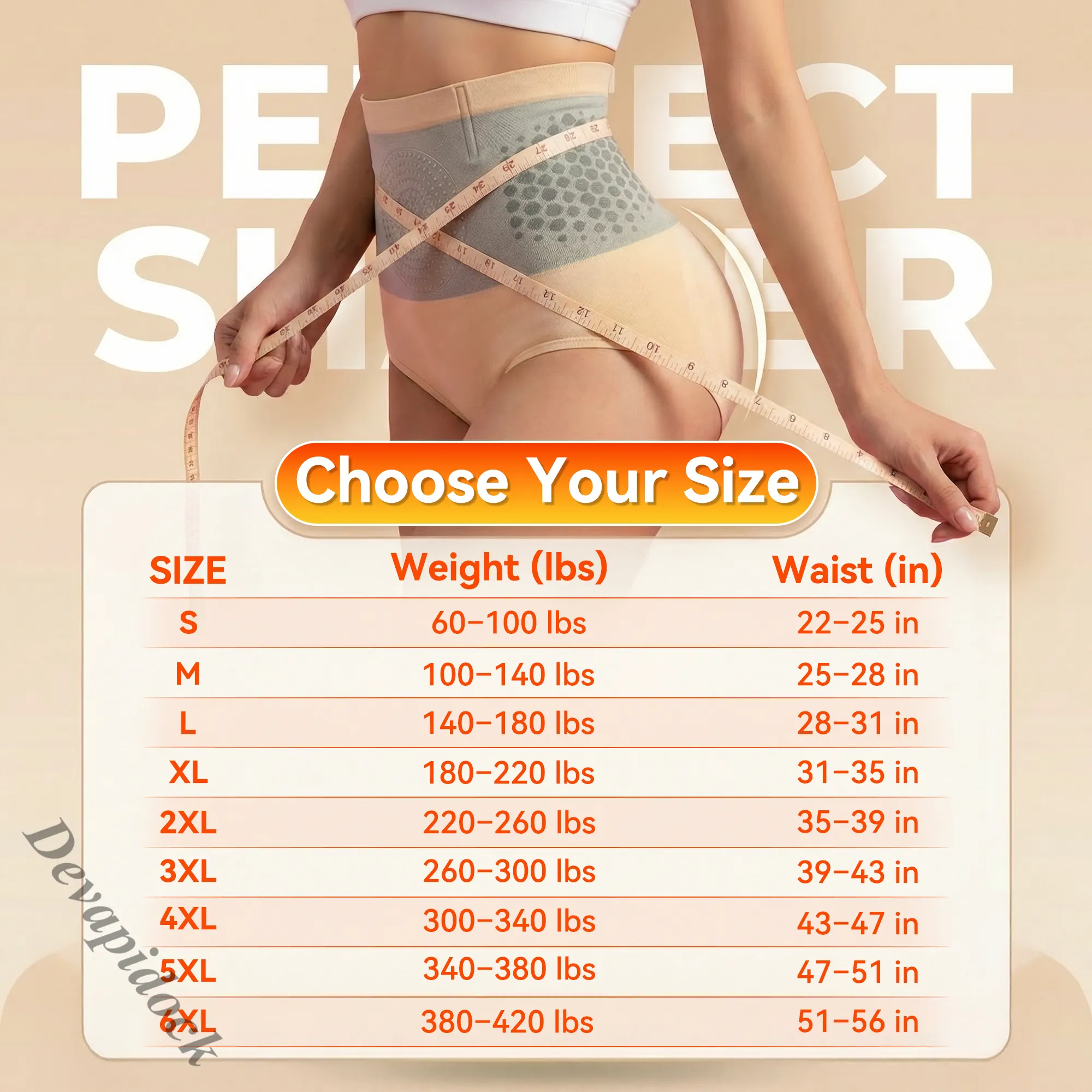 Sculpting shorts size guide