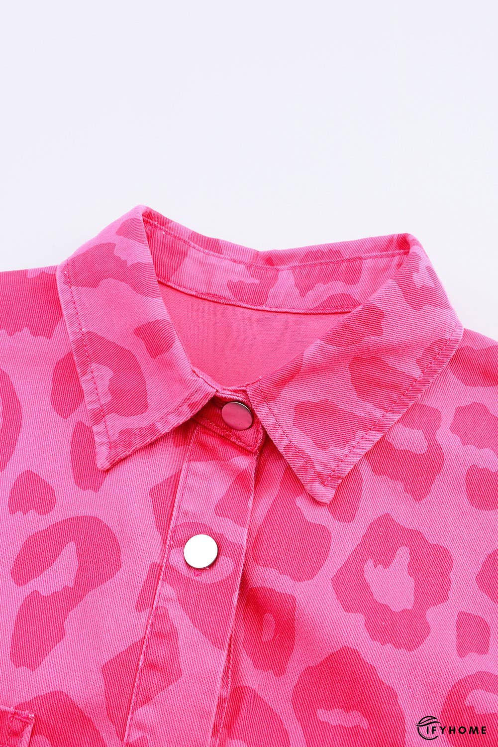 Leopard Print Button Cuffs Raw Hem Jacket | IFYHOME