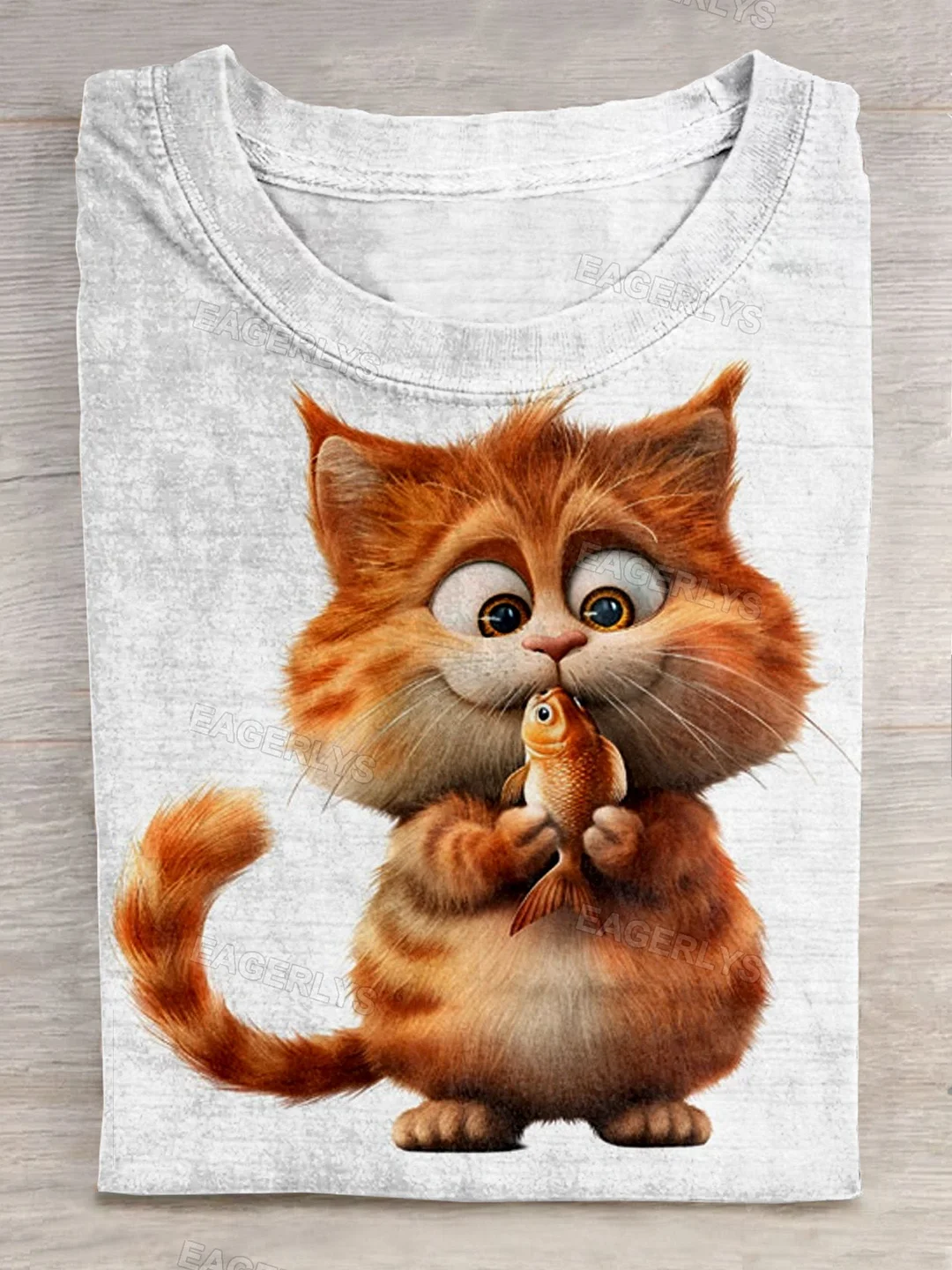Funny Cat Art Print Casual Short Sleeve T-shirt Eagerlys