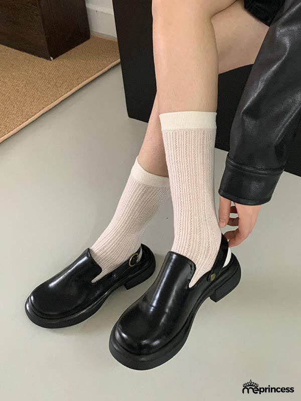 Buckle Round-Toe Split-Joint Loafers Mules&Slides Sandals