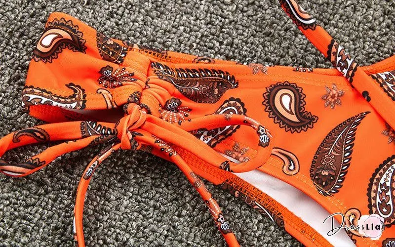 Sexy Strappy Suspender Print Bikini