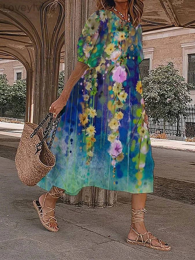 Women's Alzheimer's Floral Print Vintage Dress