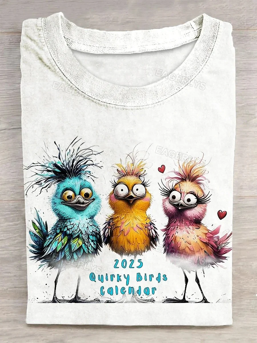 Eagerlys Unisex 2025 Printed Vintage Fashion Loose Short Sleeve T-shirt Eagerlys