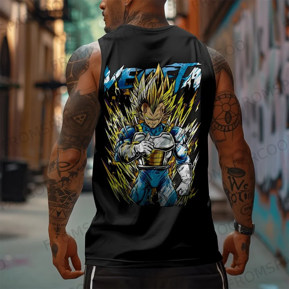 Oversized Anime Print Gym Tank Top