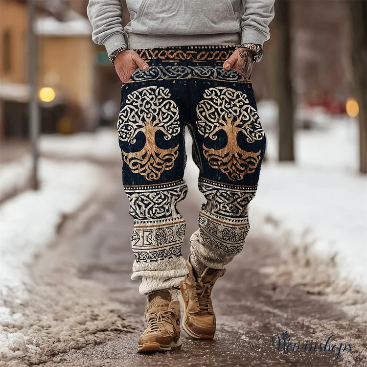 Viking World Tree & Celtic Knot Art Men's Knit Pants
