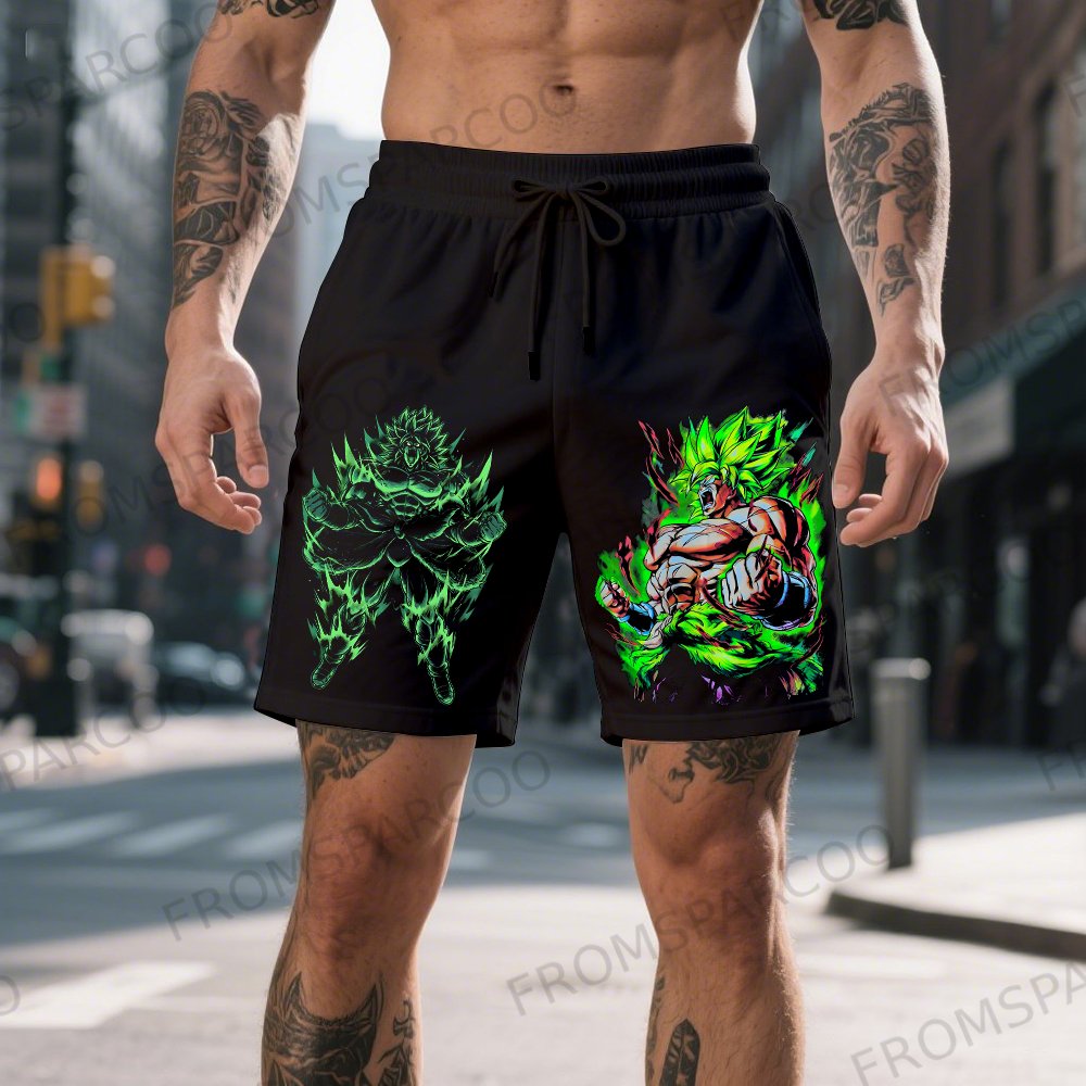 Men's Casual Cotton Dragon Ball Anime Printed Shorts