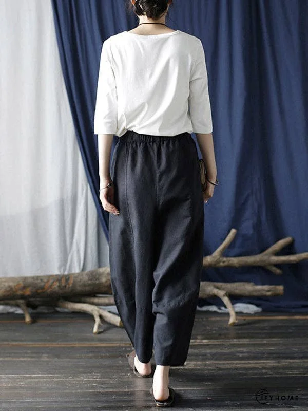 Simple Solid Color Elasticity Waisted Wide Leg Pants | IFYHOME