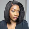 New Glueless Kinky Straight 200% Density Black Bob Wigs