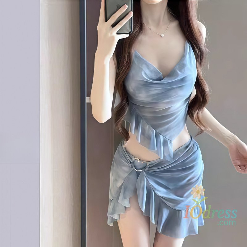 IO Dress Bikini Swimsuit, Women's Three Piece Set, High-end Split, Flesh Covering, Conservative Beach Vacation, Hot Spring Swimsuit