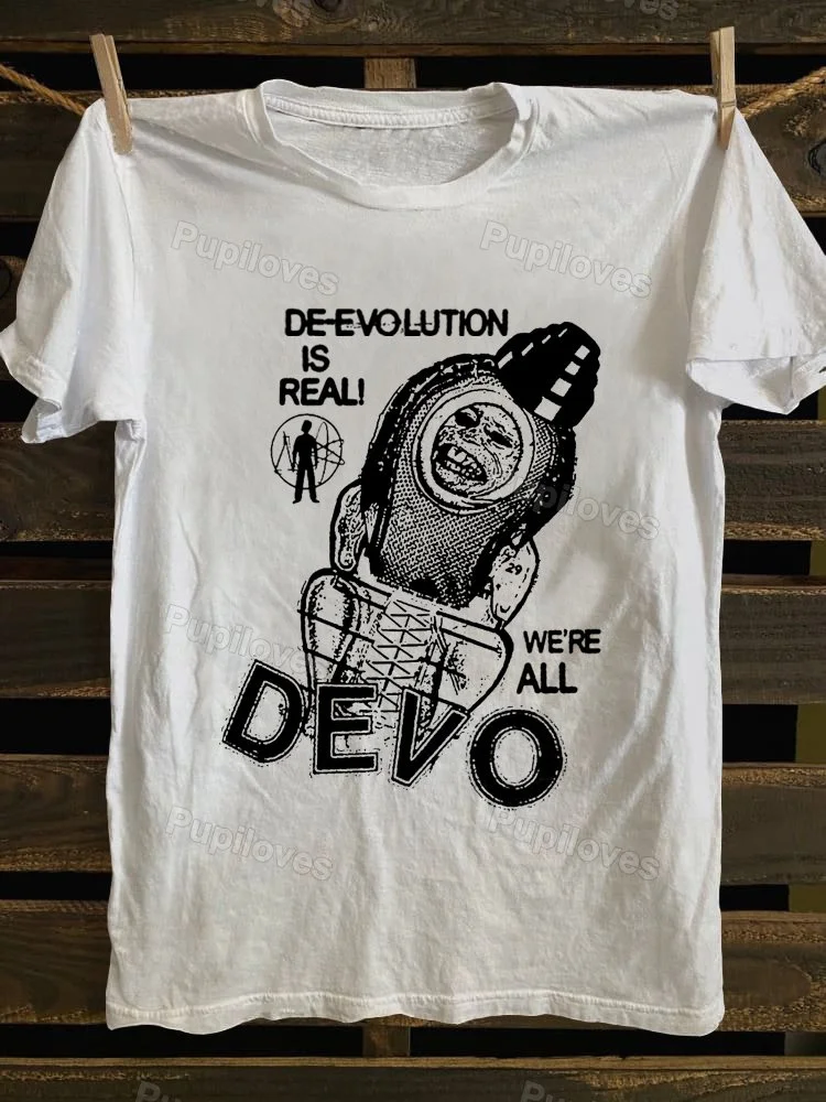 Pupiloves Pupiloves De-evolution Is Real We're All Devo T-shirt