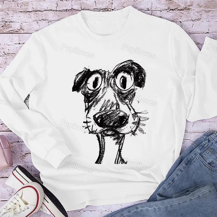 Pupiloves Pupiloves  Pupiloves    The Cute Dog Long Sleeve T-shirt