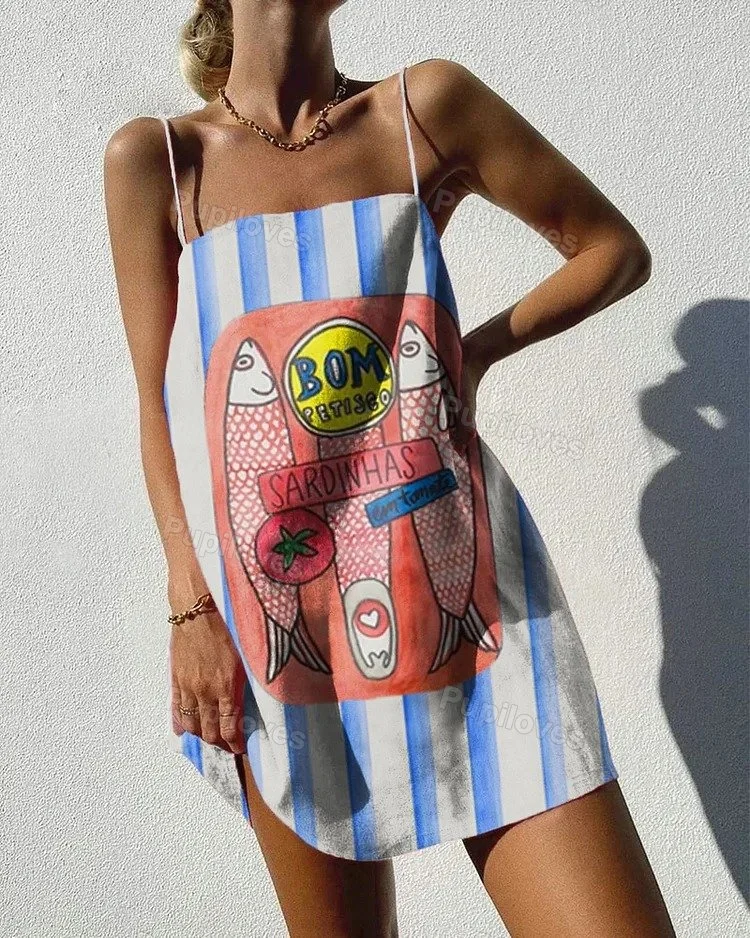 Pupiloves Pupiloves Women's Sardines Print Mini Dress