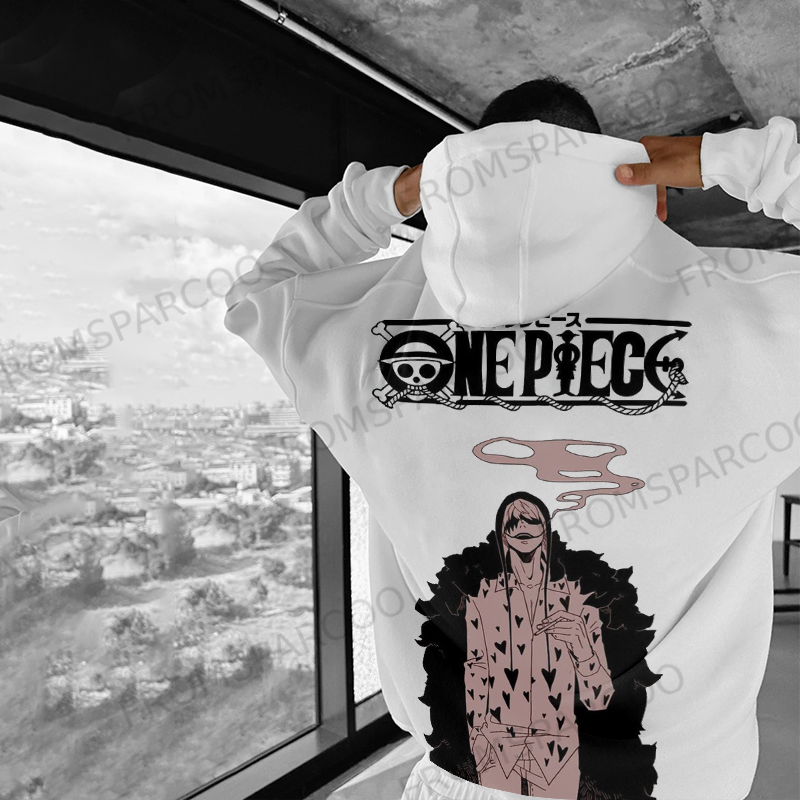 Oversized Hooded 'One Piece' Graphic Sweatshirt