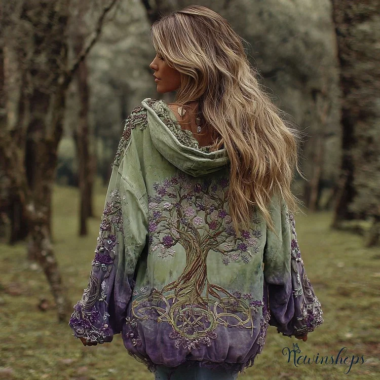 Women's Vintage Viking Tree Of Life Thermal Hoodie