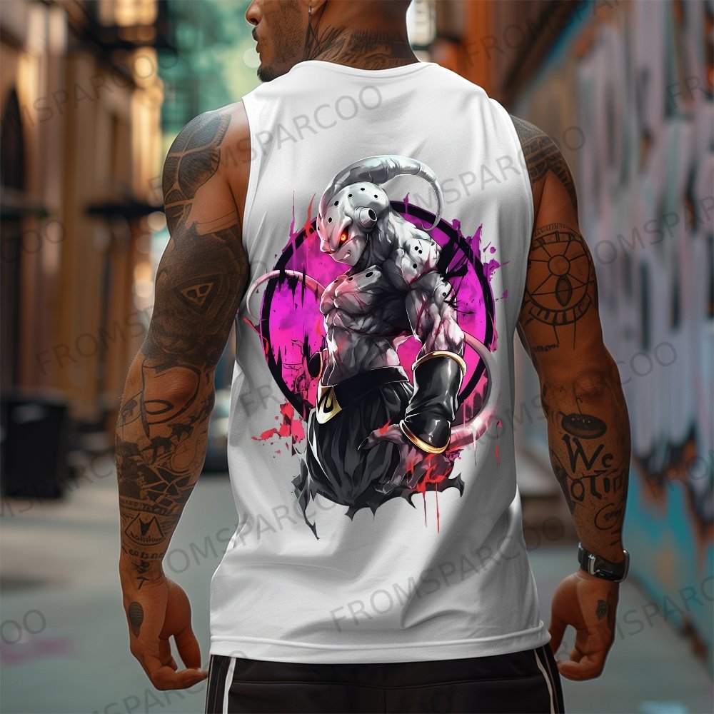 Casual Anime Print Gym Tank Top