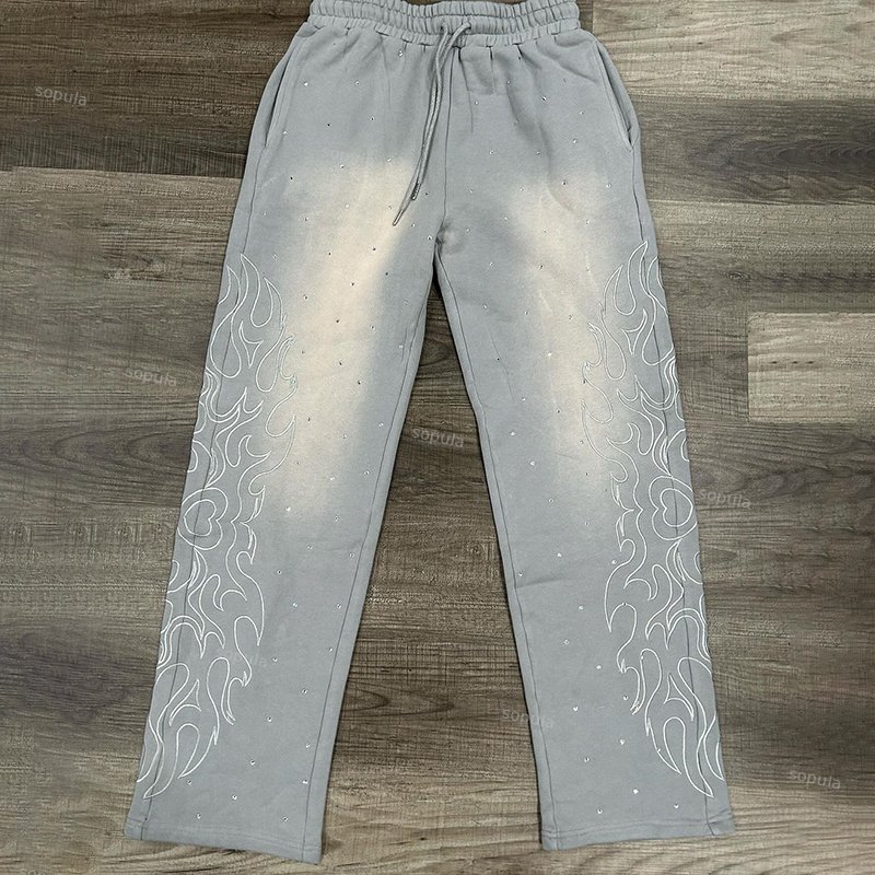 Vintage Polka Dots Fire Painted Flared Sweatpants - Sopula｜Premium Graphic Tees & Graphic Clothing