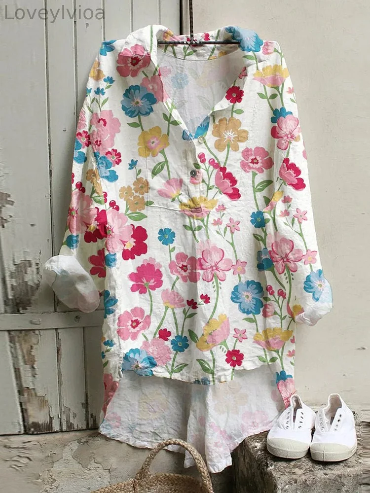 Women's Flower Art  Print Casual  Shirt