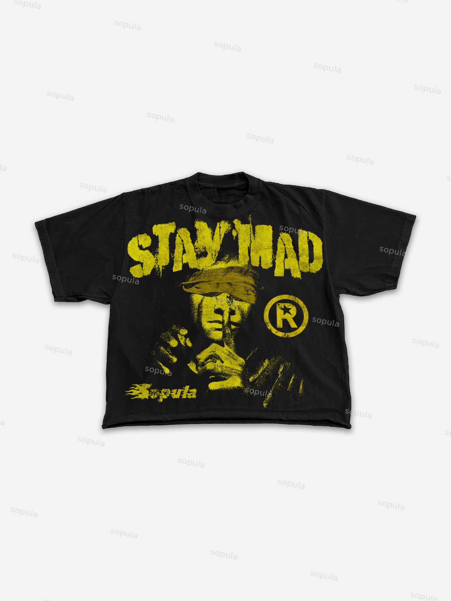 Stay Mad Vintage Figure Graphic Cropped T-shirt