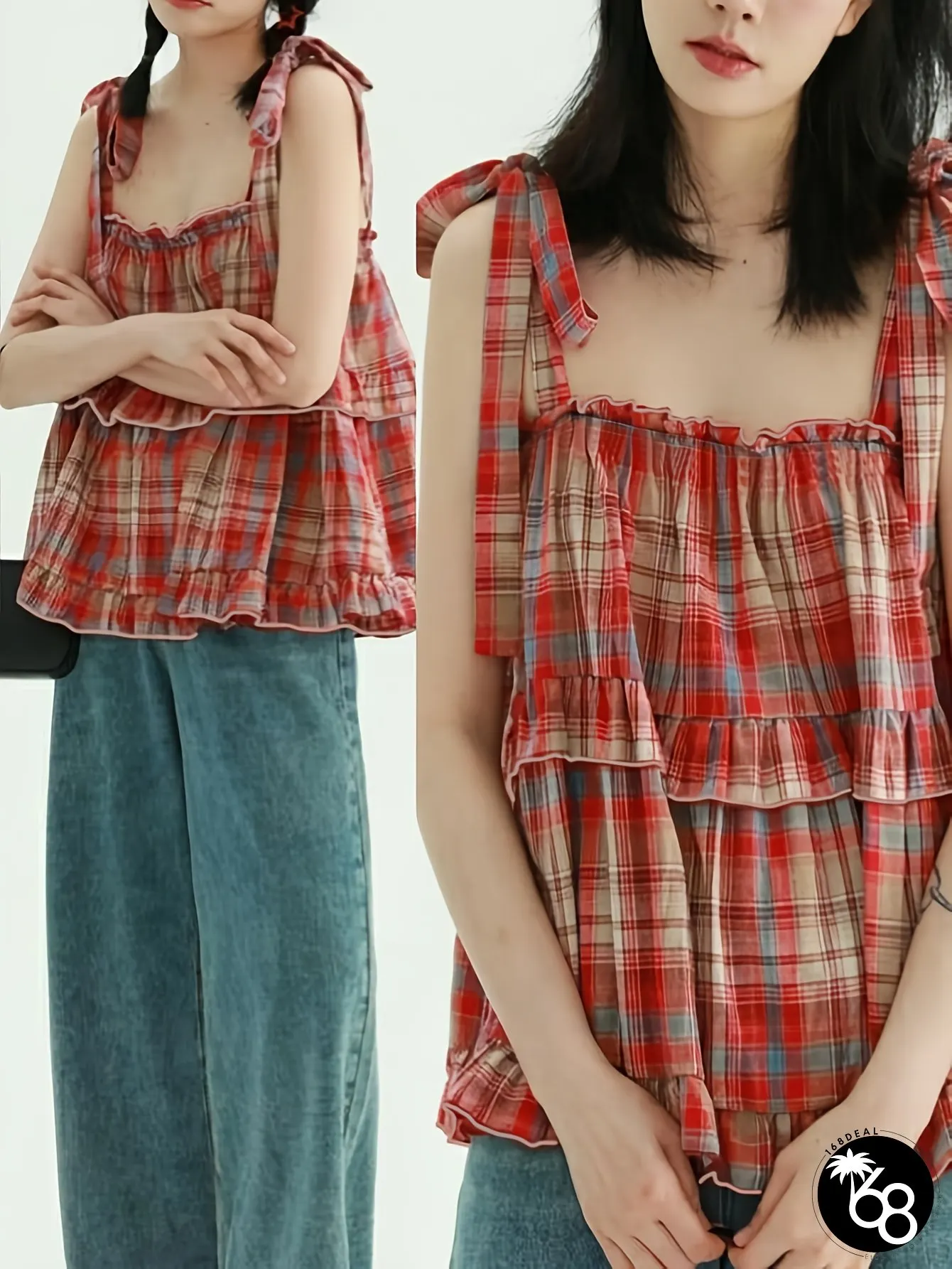 [Checkered Top] Comfortable Checkered Top | For The Spring And Summer Vibe | 168DEAL