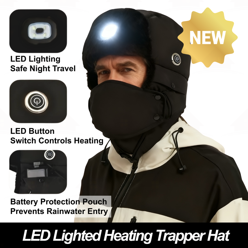 Home Prefer New Heated Winter Trapper Hat with LED Light &ndash; Innovative Unisex Ski Hat with Face & Neck Protection
