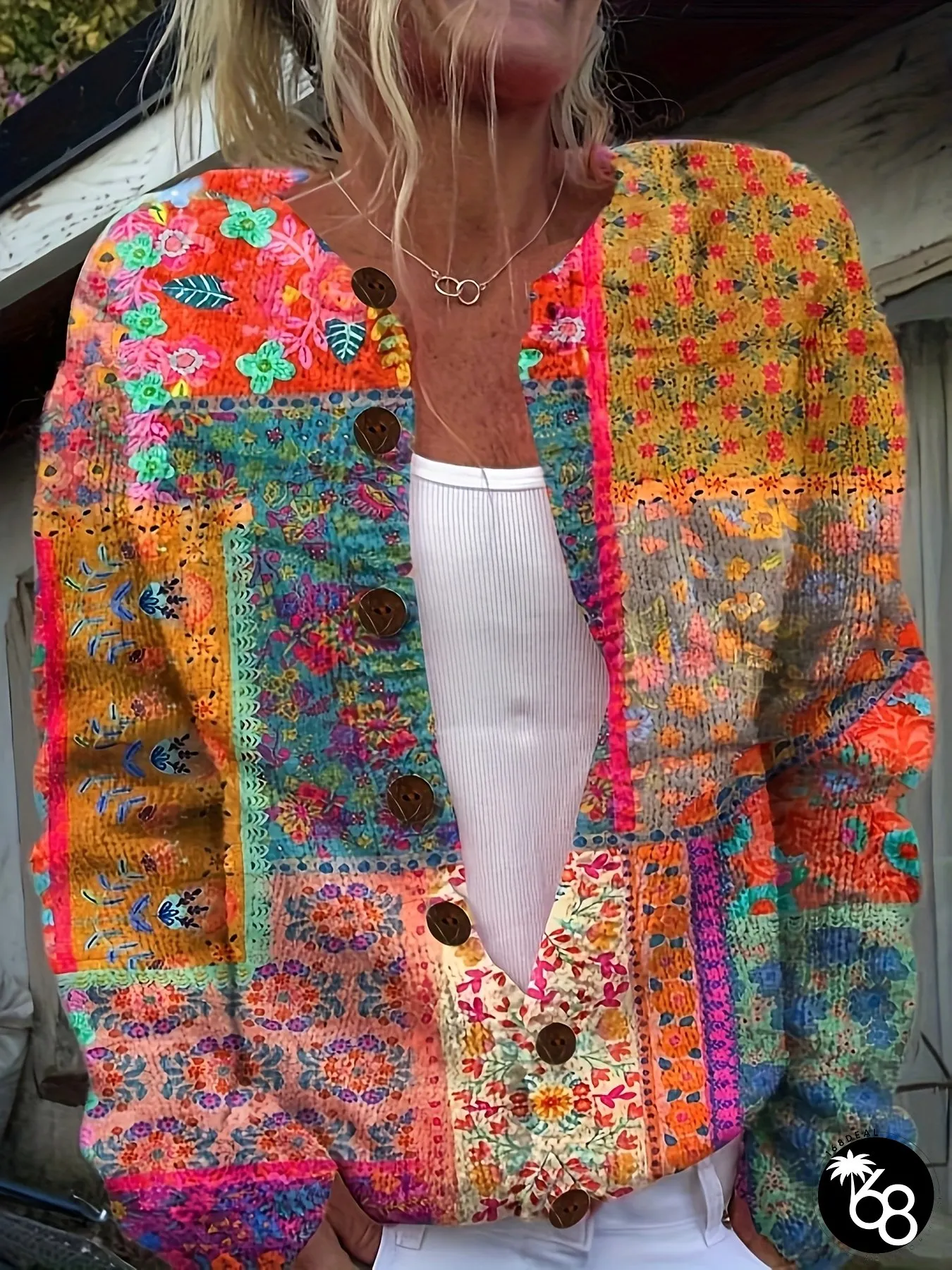 Womens Floral Print Cardigan-Fashion Button-Front Sweater with All-Over Multicolor | 168DEAL