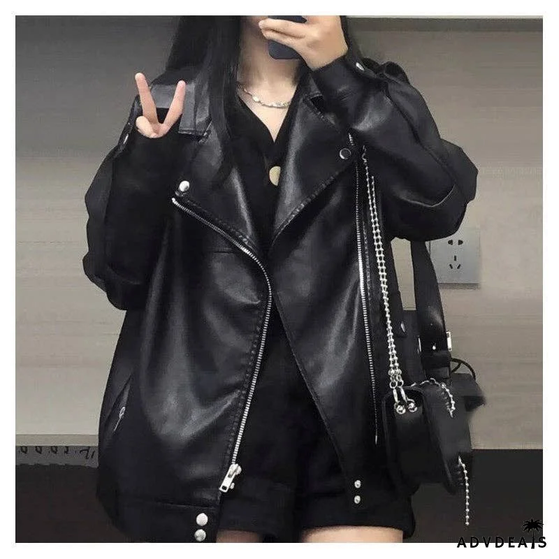 Motorcycle Cotton Short Black Leather Jacket