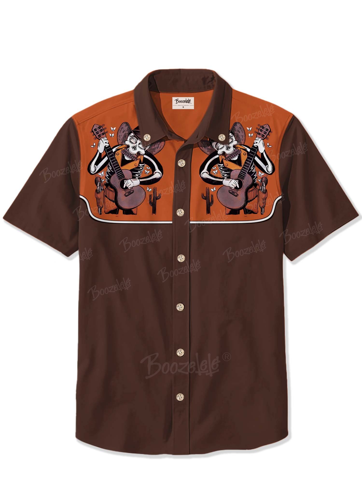 Music Skull Cowboy And Guitar - 100% Cotton Shirt