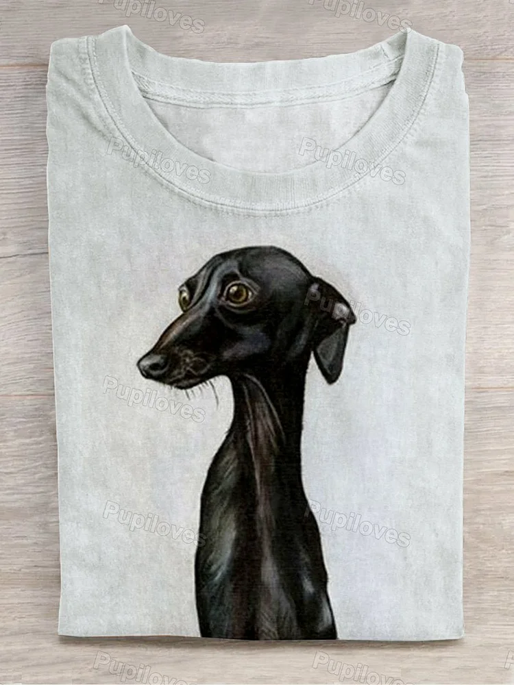 Pupiloves Pupiloves  Funny Dog Dachshund Casual Print T-shirt
