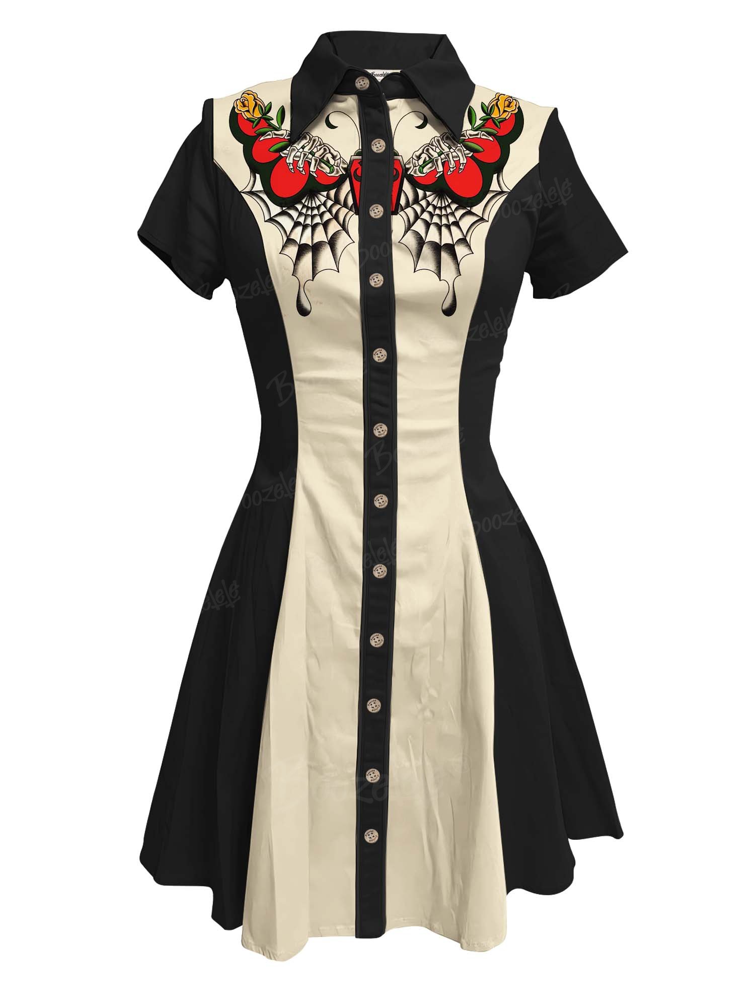Butterfly And Skeleton Hand  - 100% Cotton Dress