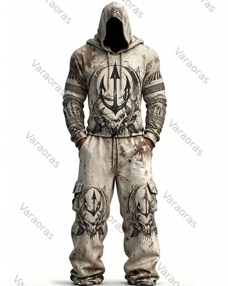 Men's Fashion-Inspired Embroidered Hoodie and Pants Two-Piece Set 8052